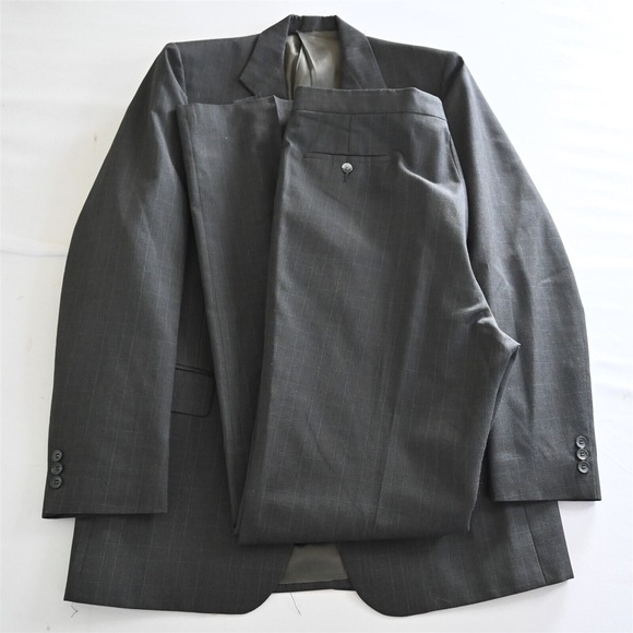 Vtg USA Made 42L 36x36 Brown‎ Glenn Check Wool Mens Jacket Pants Suit